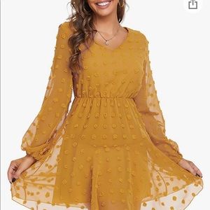 Large mustard chiffon dress 👗